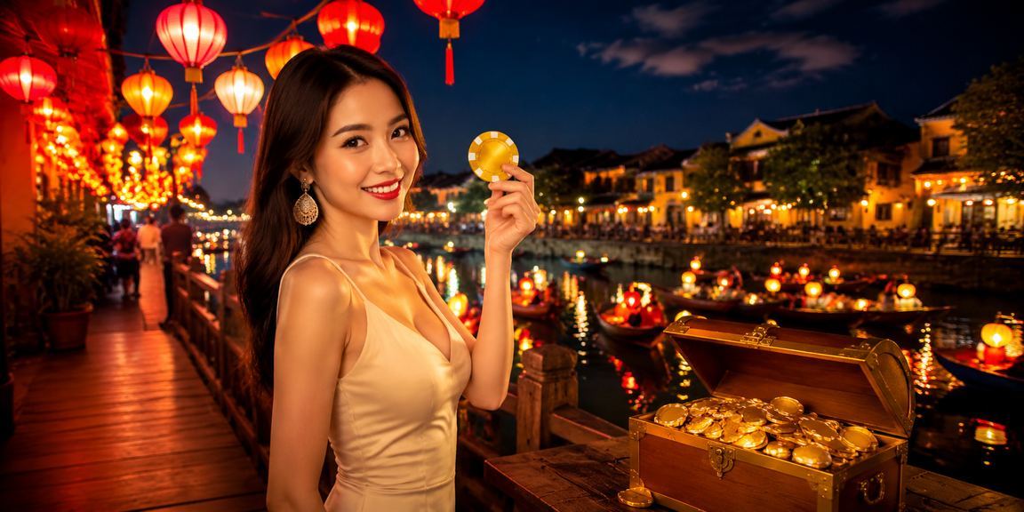 Người chơi tại Hội An kiểm tra kèo thể thao trong không khí chợ đêm sôi động