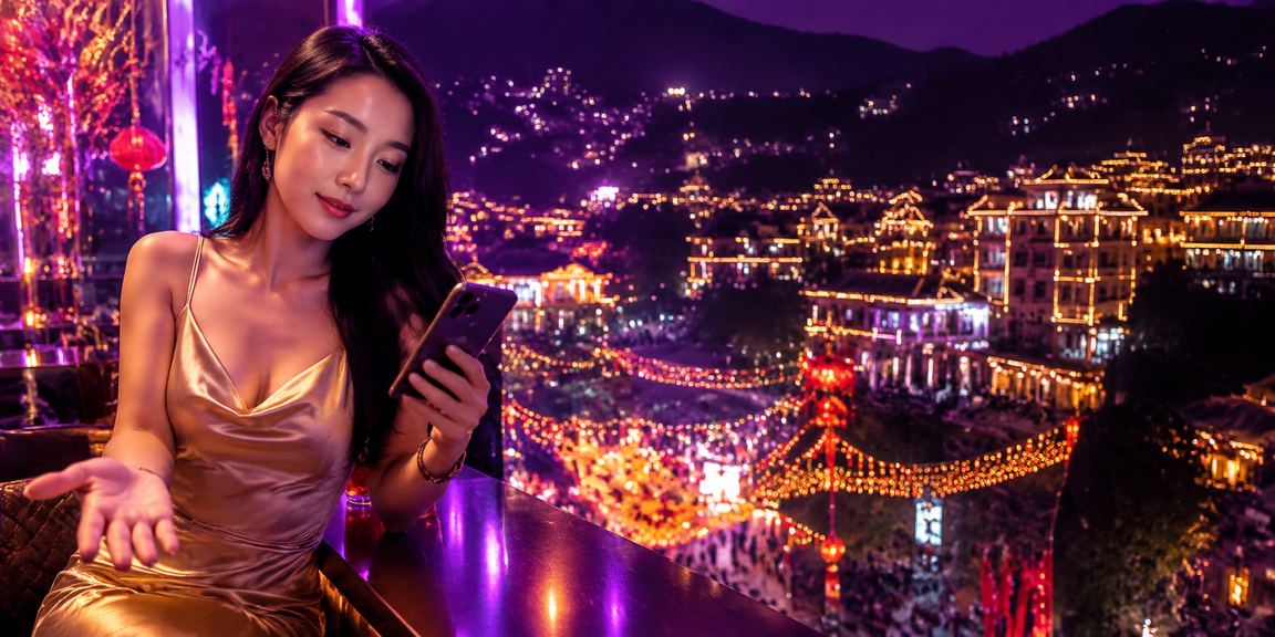 Người chơi tại Sapa thưởng thức trò chơi bài với ánh đèn neon về đêm